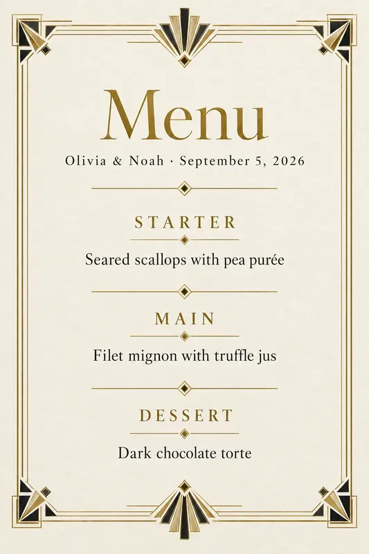 Wedding Menu Card Designs