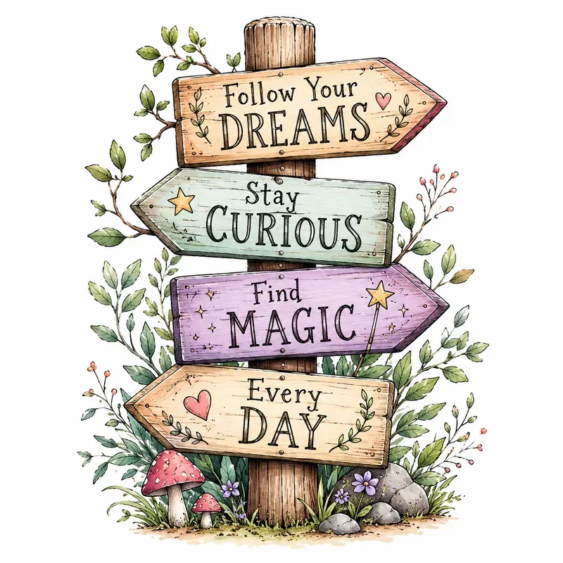 Whimsical Wooden Signpost Art