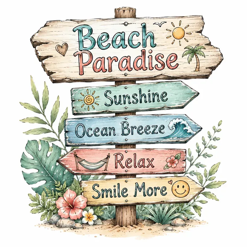 Whimsical Wooden Signpost Art