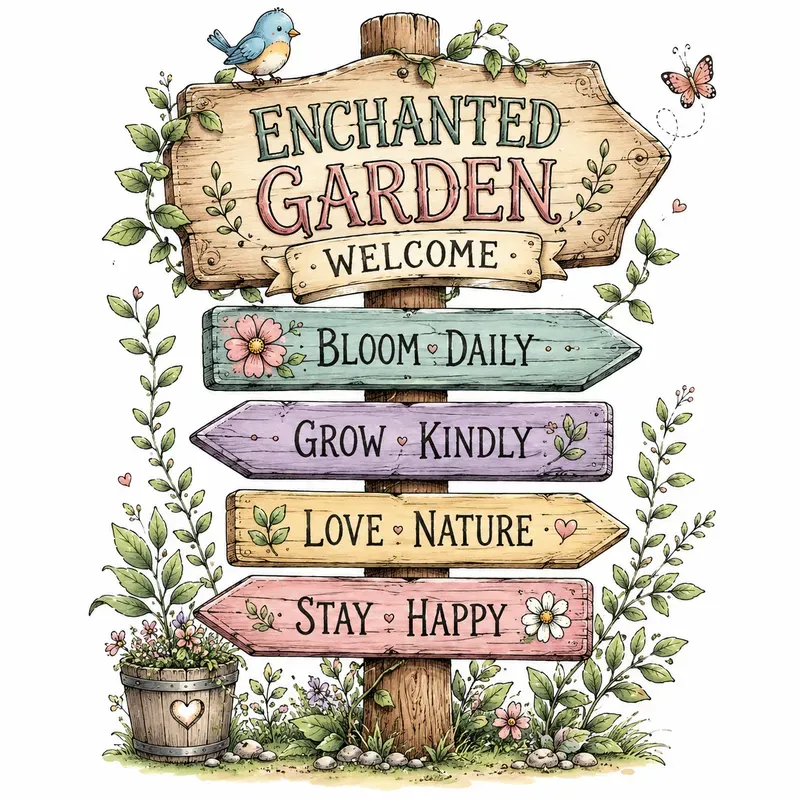 Whimsical Wooden Signpost Art