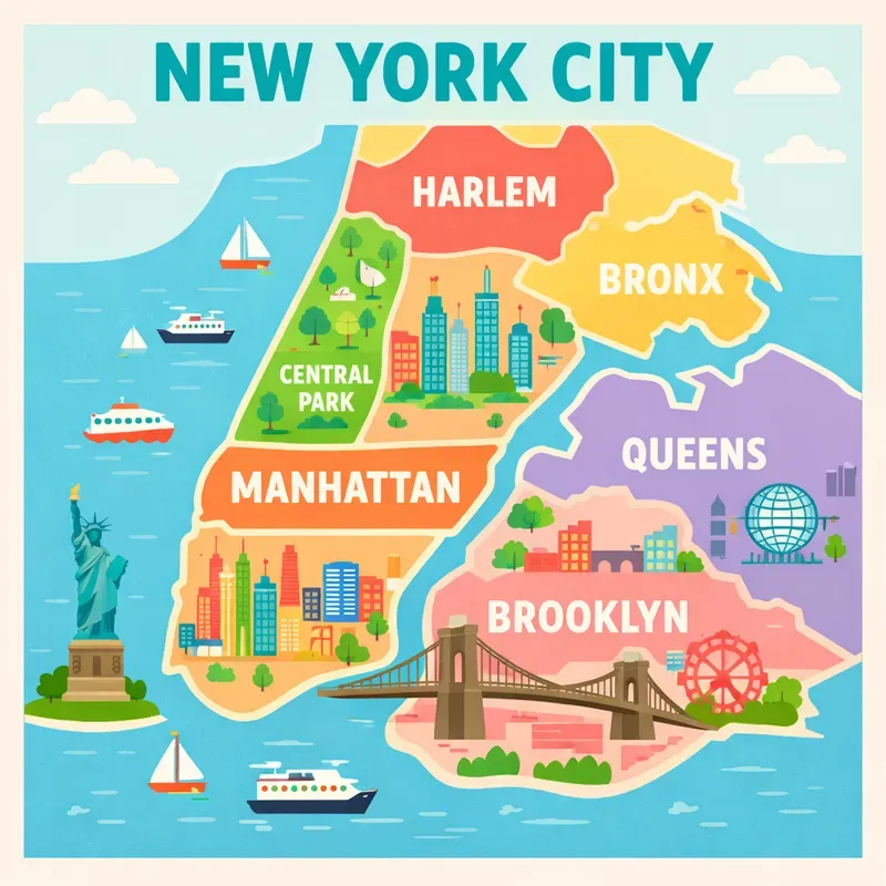 Flat Illustrated City Map Poster Art