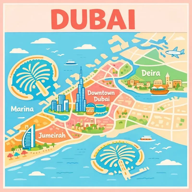 Flat Illustrated City Map Poster Art