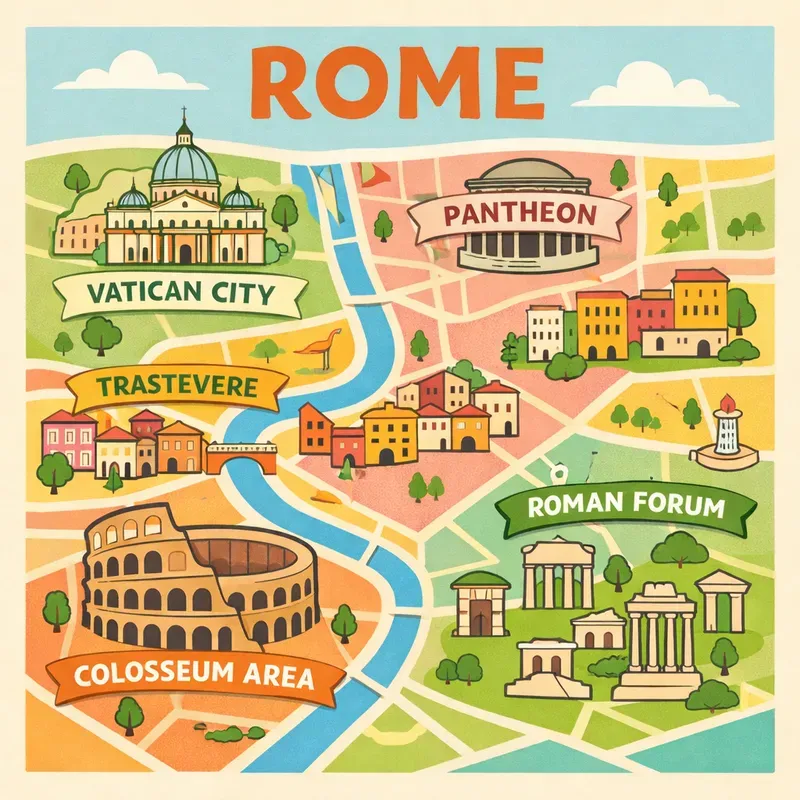 Flat Illustrated City Map Poster Art