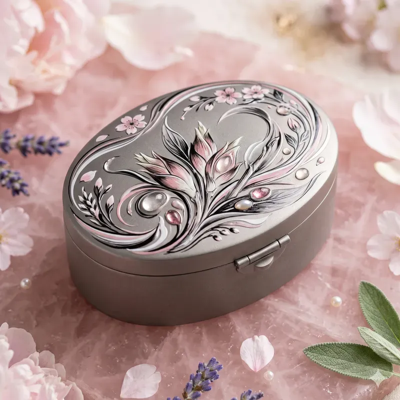 Japonism Herb Oval Keepsake Boxes