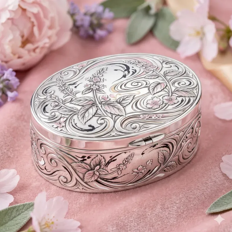 Japonism Herb Oval Keepsake Boxes