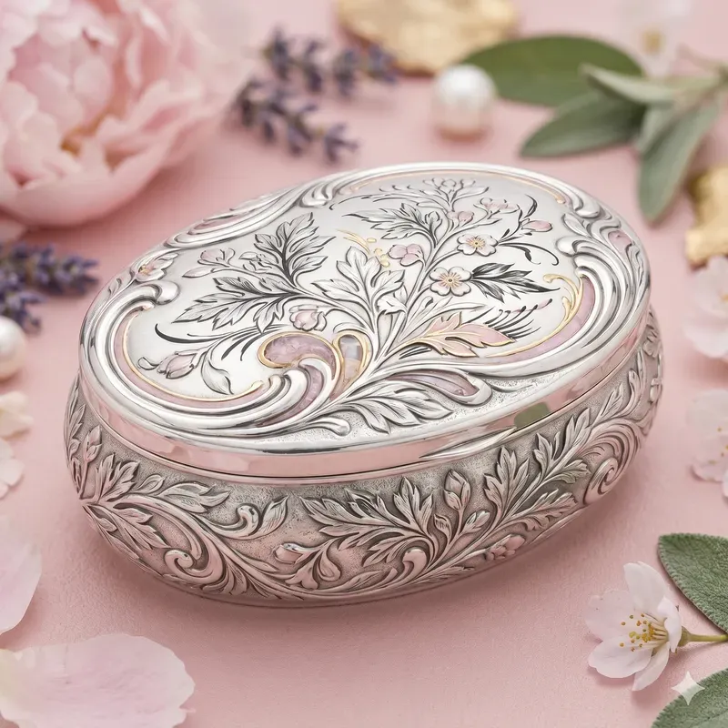 Japonism Herb Oval Keepsake Boxes
