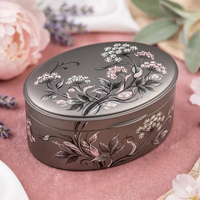 Japonism Herb Oval Keepsake Boxes