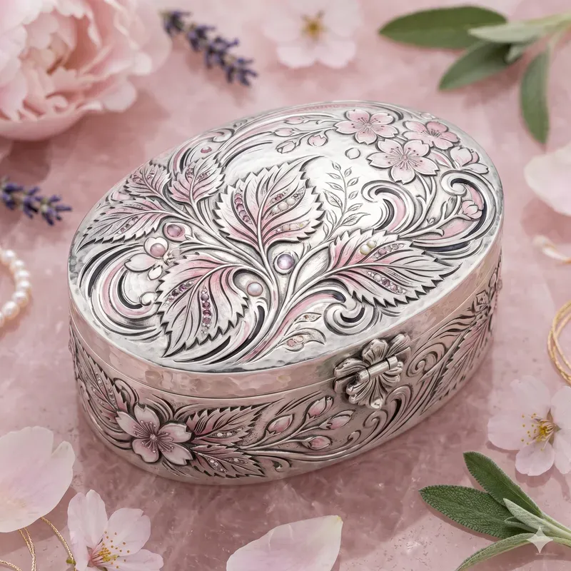 Japonism Herb Oval Keepsake Boxes