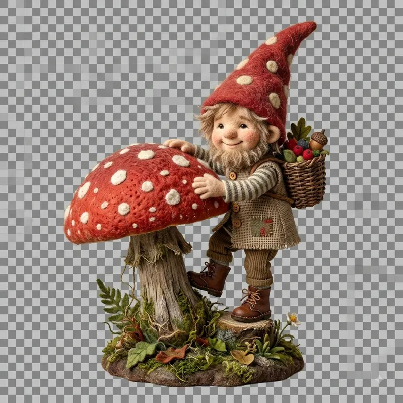 Rural Gnome Linen Felt Scrapbook Cliparts