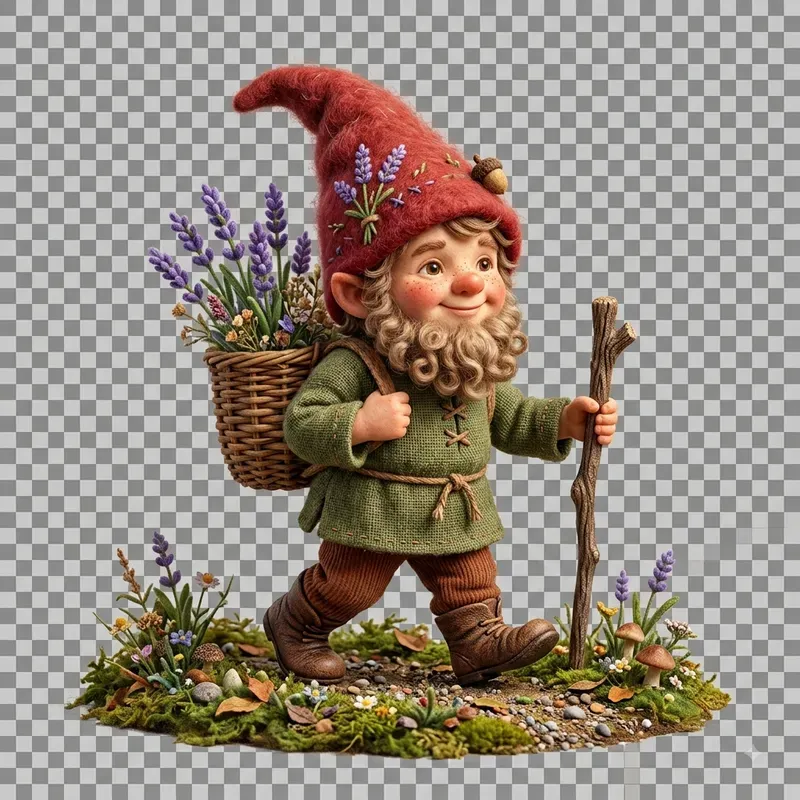 Rural Gnome Linen Felt Scrapbook Cliparts