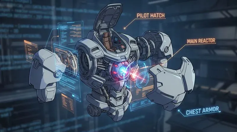 Exploded 3D Mechaweapon UIs