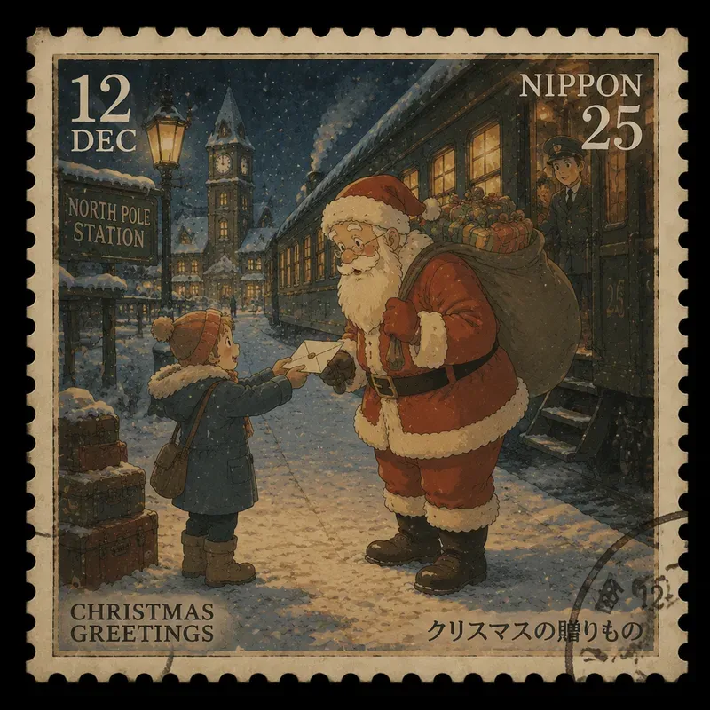 Christmas Animated Film Stamp Ephemera