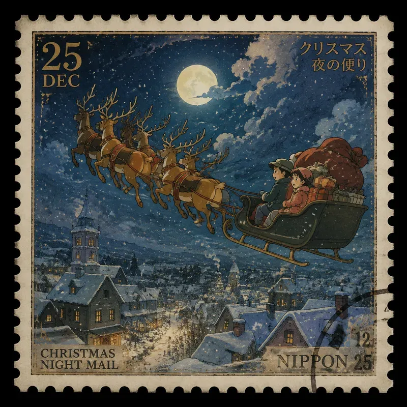 Christmas Animated Film Stamp Ephemera