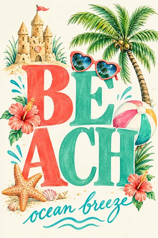 Preppy Typography Collage Posters