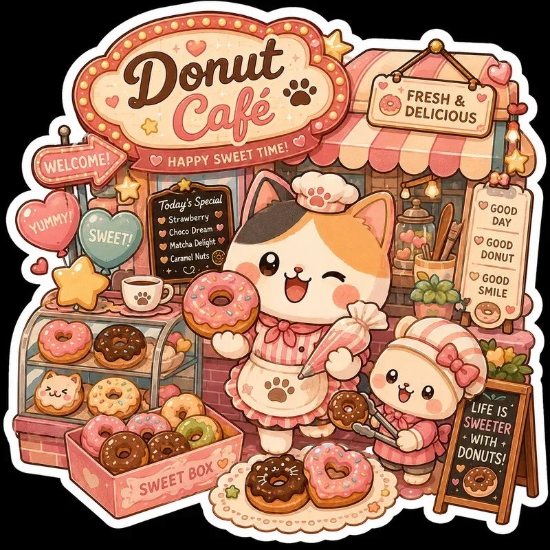 Etsy Kawaii Diner Mascot Sticker Packs