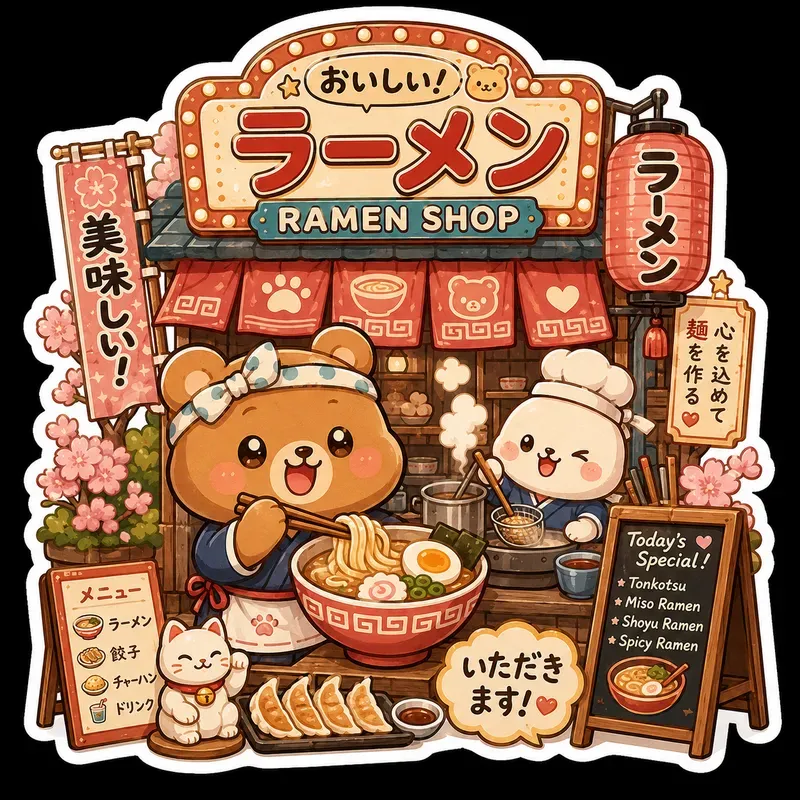 Etsy Kawaii Diner Mascot Sticker Packs