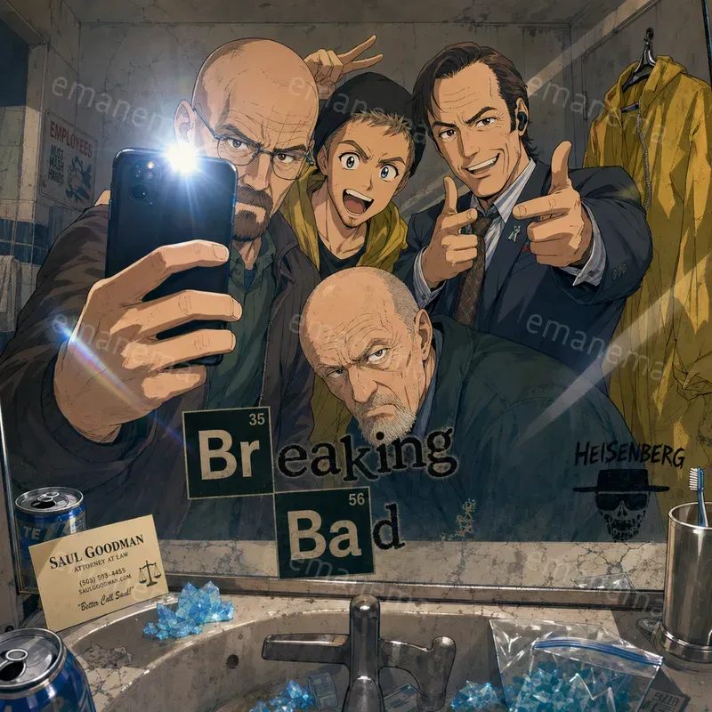 Bathroom Mirror Selfie Anime Tv Series
