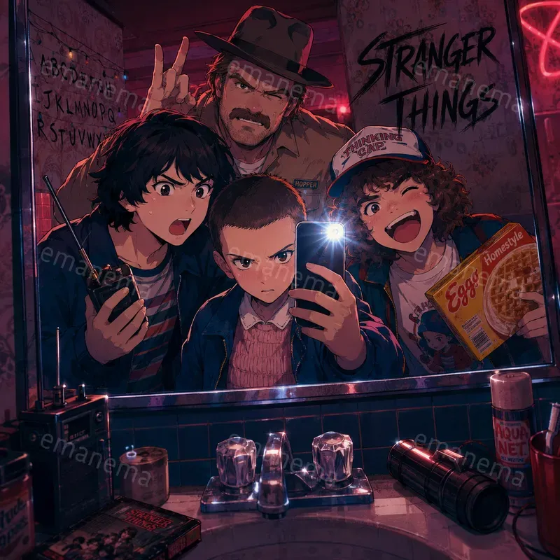 Bathroom Mirror Selfie Anime Tv Series