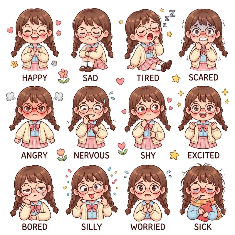 Cute Emotion Sticker Characters