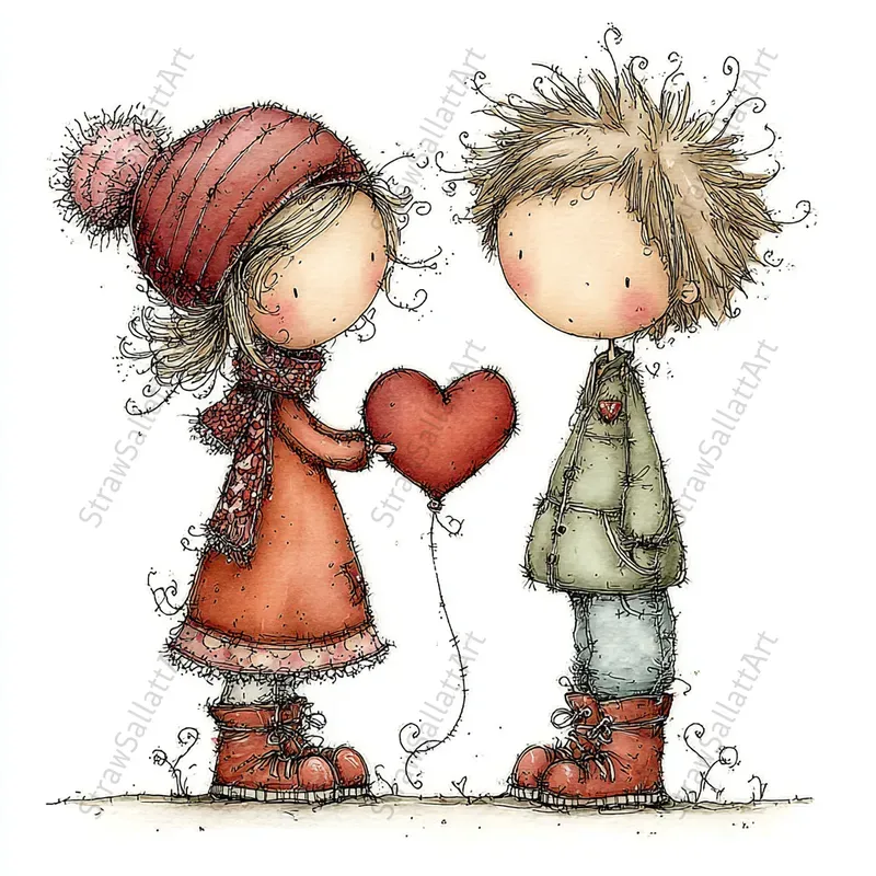 Whimsical Valentine Logo Clipart Sets