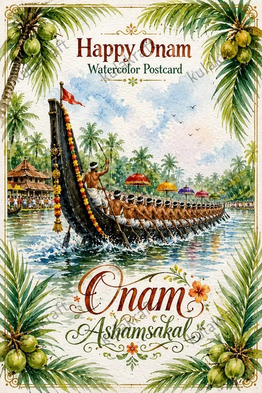 Onam Watercolor Greeting Postcards