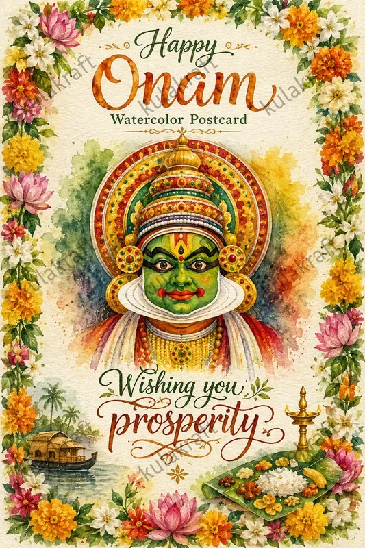 Onam Watercolor Greeting Postcards