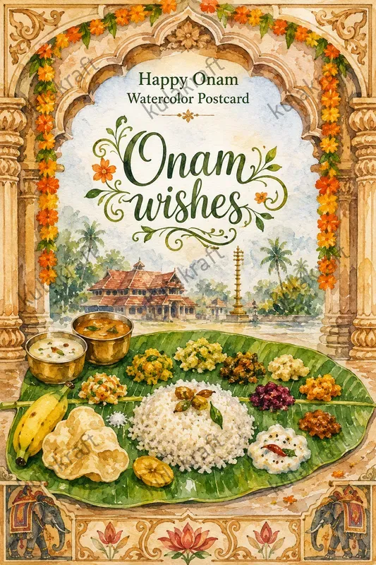 Onam Watercolor Greeting Postcards