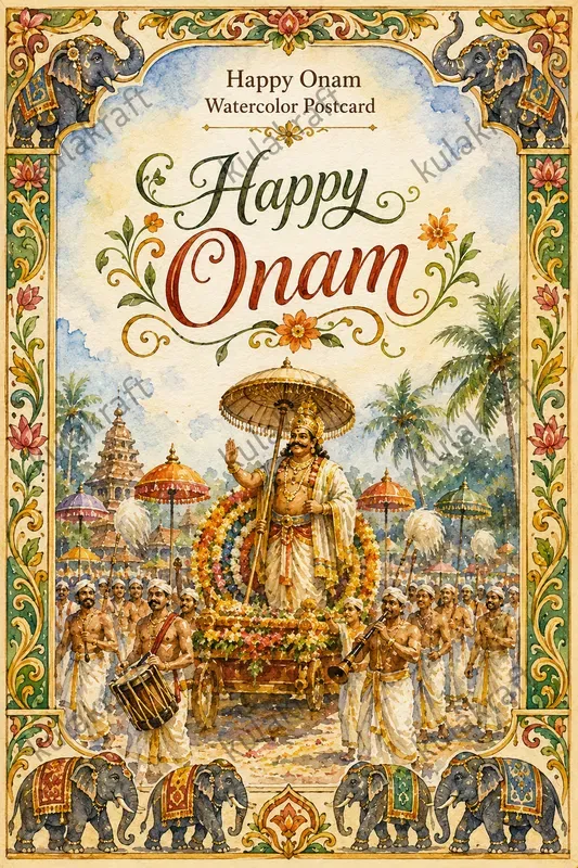 Onam Watercolor Greeting Postcards