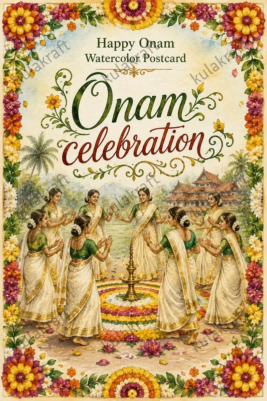 Onam Watercolor Greeting Postcards
