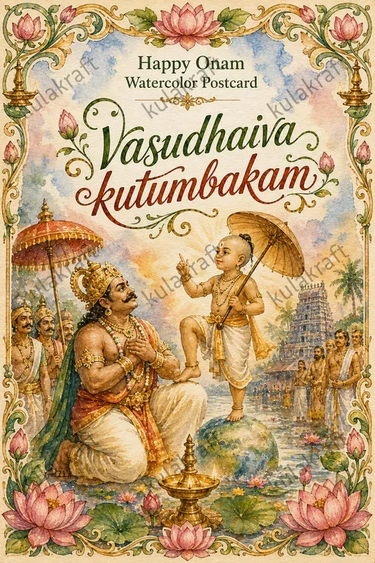 Onam Watercolor Greeting Postcards