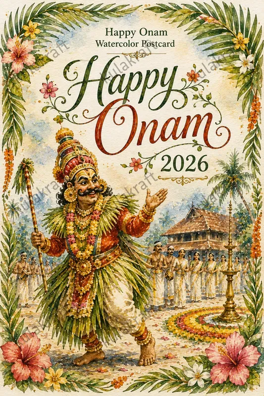 Onam Watercolor Greeting Postcards