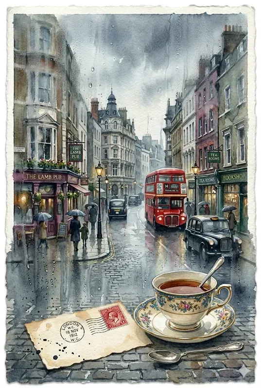 Vintage Watercolor Rainy Windows