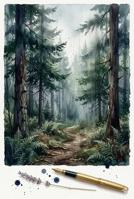 Vintage Watercolor Rainy Windows