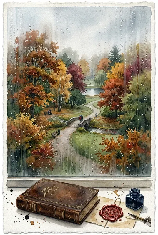 Vintage Watercolor Rainy Windows