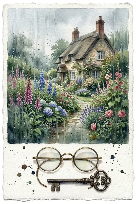 Vintage Watercolor Rainy Windows