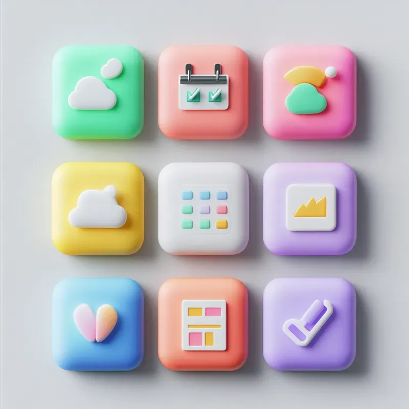 Puffy 3D Minimalist App Icons