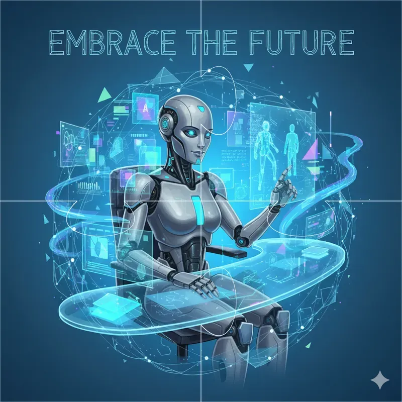 Futuristic Tech Workers Art