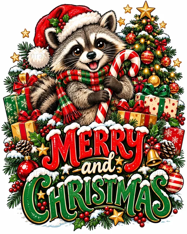 Cute Christmas Animal Typographies