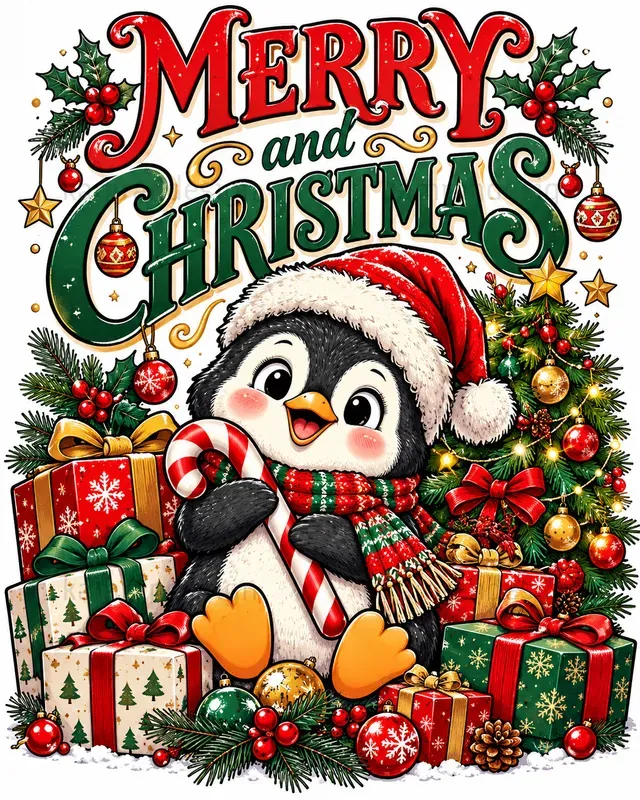 Cute Christmas Animal Typographies