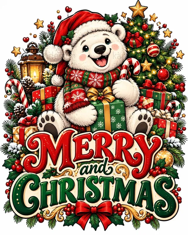 Cute Christmas Animal Typographies