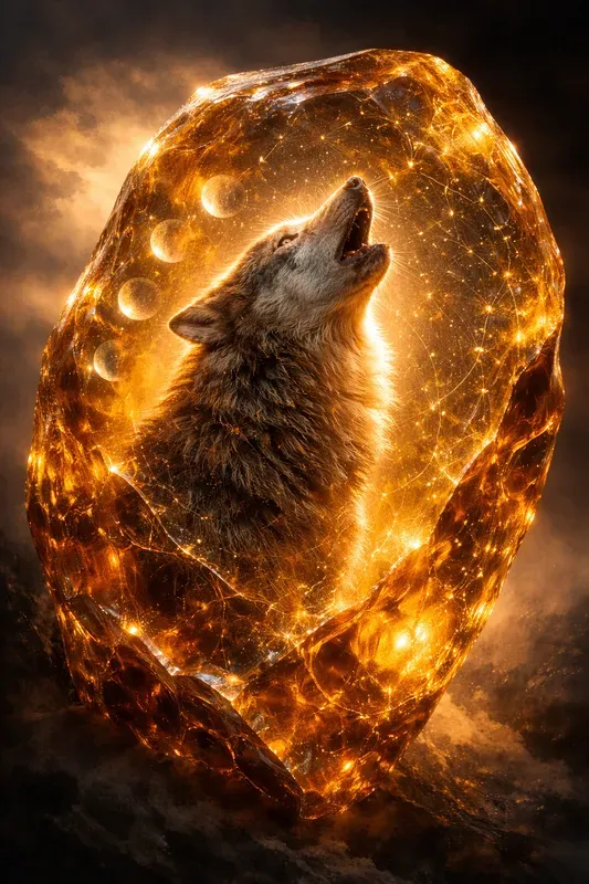 Luminous Amber Resin Surrealism Art