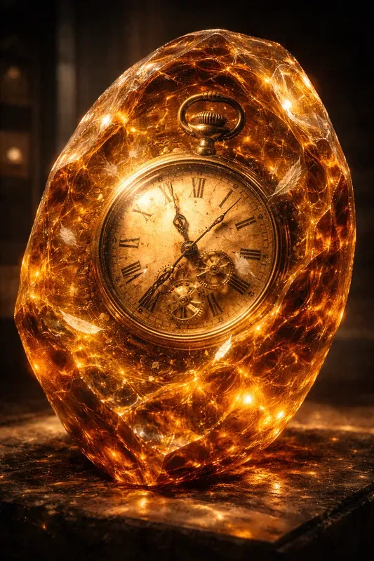 Luminous Amber Resin Surrealism Art