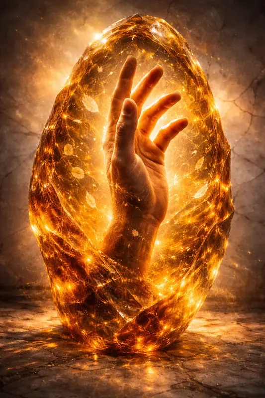 Luminous Amber Resin Surrealism Art