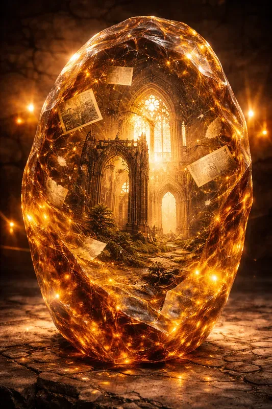 Luminous Amber Resin Surrealism Art