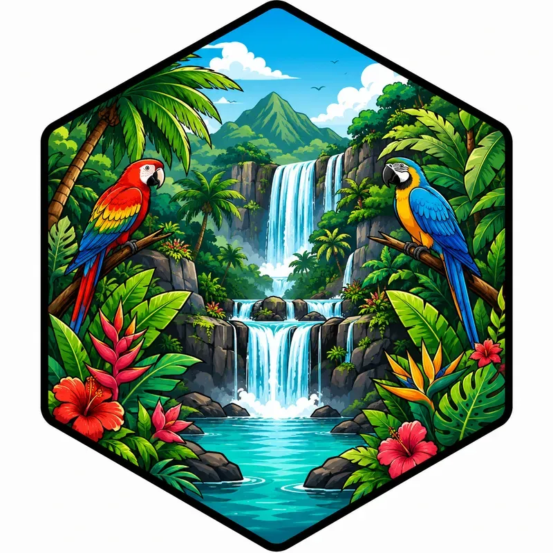 Hexagon Nature Scene Vectors