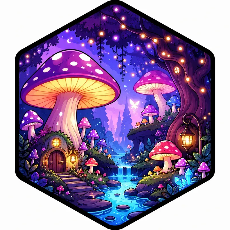 Hexagon Nature Scene Vectors