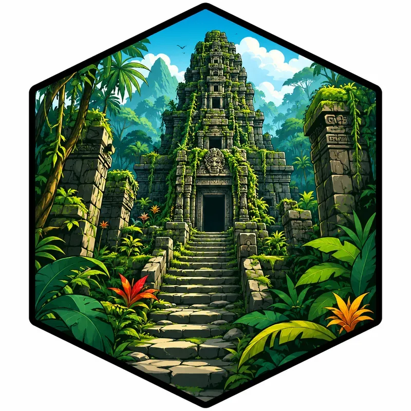 Hexagon Nature Scene Vectors