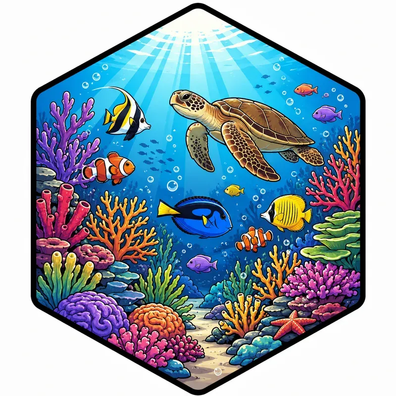 Hexagon Nature Scene Vectors