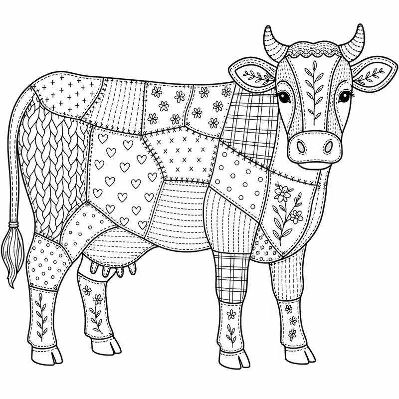 Farm Animal Patchwork Coloring Pages