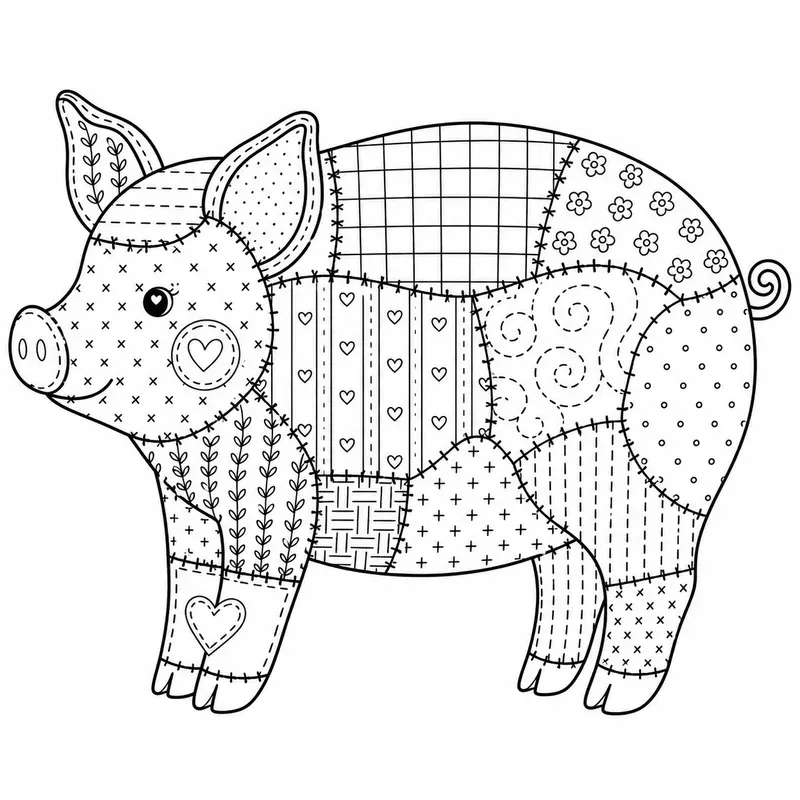 Farm Animal Patchwork Coloring Pages